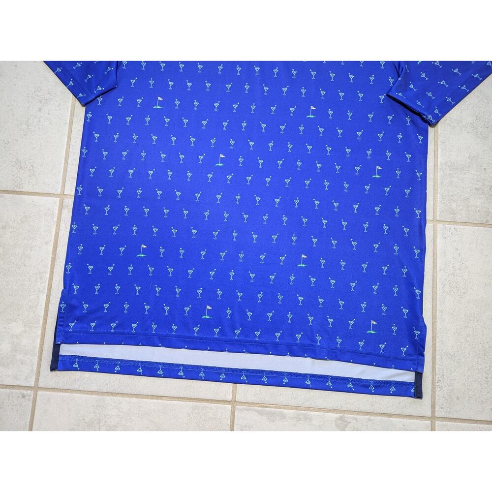 RLX Ralph Lauren Men's Medium Golf Shirt Polo Blue 19th Hole Martini Pint - Picture 2 of 6